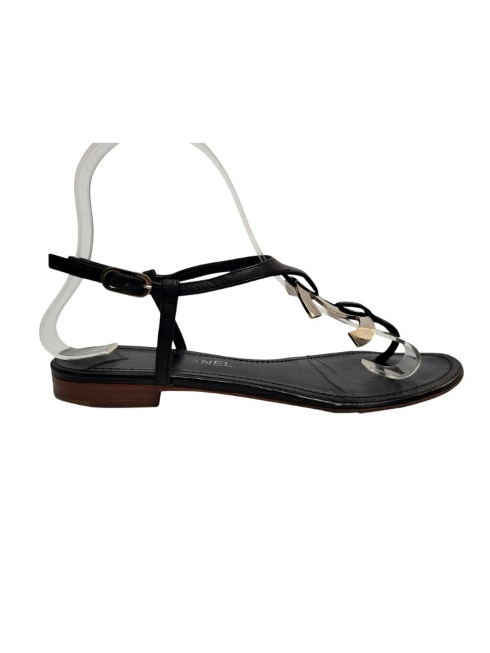 Chanel CC Logo T-Strap Leather Thong Sandals - Picture 3 of 17